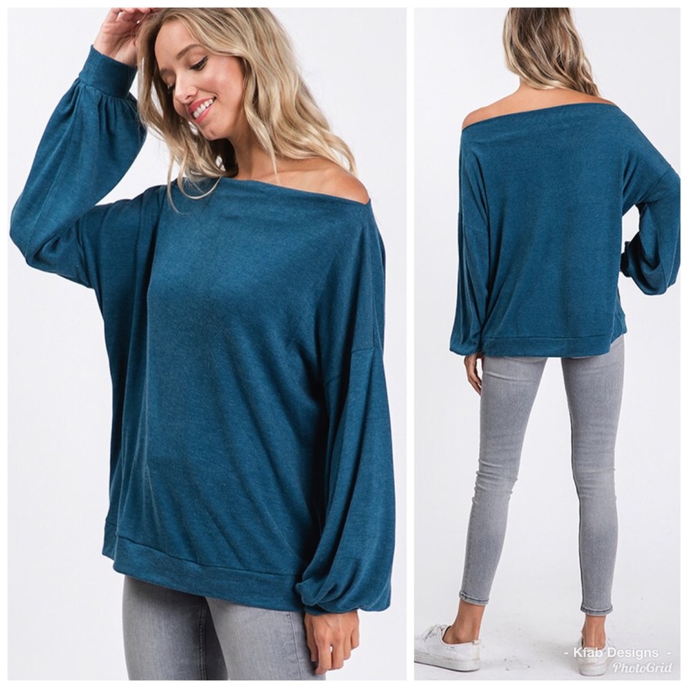 ❤️LAST 1! Teal Wear 2 Ways! On/Off Shoulder Top! - Picture 4 of 5